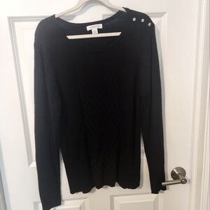 Liz Claiborne Ribbed Rhinestone Shoulder Sweater